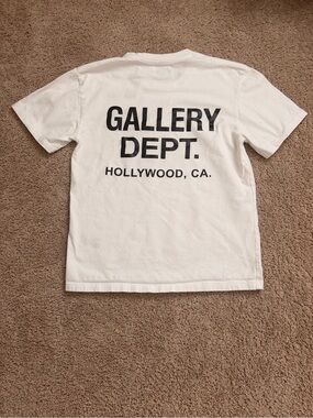 Gallery Dept White Tee with Black Logo Tag